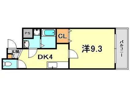 ローズコート(1DK/1階)の間取り写真