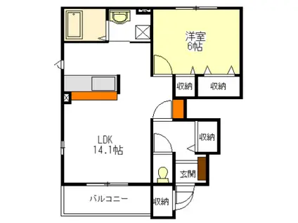 エクシード藤方A・B(1LDK/1階)の間取り写真