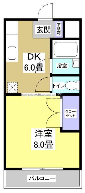 シンフォニー(1DK/1階)の間取り写真