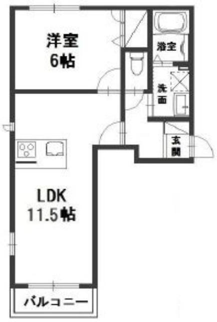 ソラーナ福井(1LDK/1階)の間取り写真