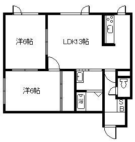 MKマンション(2LDK/2階)の間取り写真