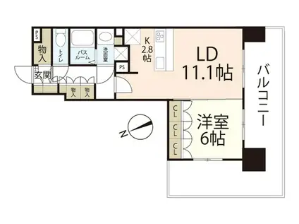 ソシオ・ザ・プライド新白島(1LDK/4階)の間取り写真