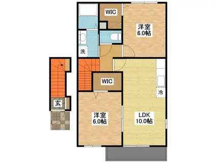 スワンコリーヌ(2LDK/2階)の間取り写真