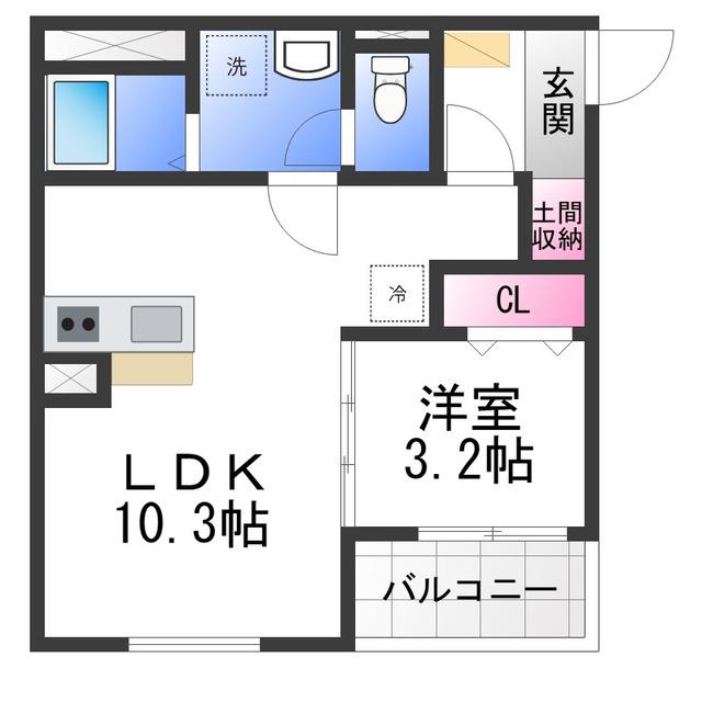 FSTYLE羽衣5号館(1LDK/1階)の間取り写真