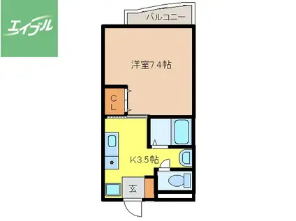 ミミ・エデン(1K/2階)の間取り写真