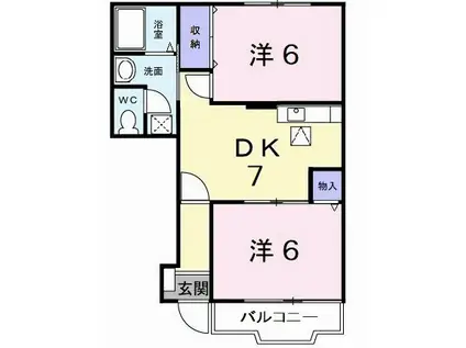 LAW FLOWER(2DK/1階)の間取り写真