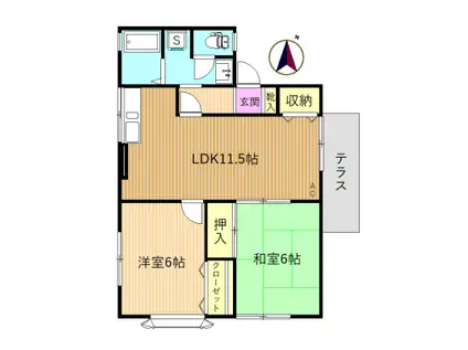 メゾンフローラ(2LDK/1階)の間取り写真