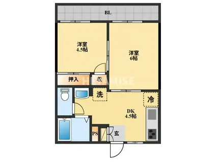 エステートサトウ11(2K/2階)の間取り写真