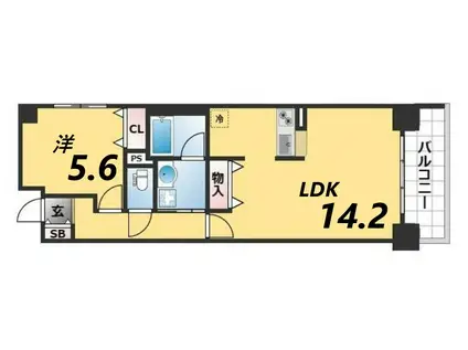 TKD北条口(1LDK/8階)の間取り写真