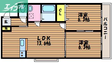 ホワイトストーン白石(2LDK/2階)の間取り写真
