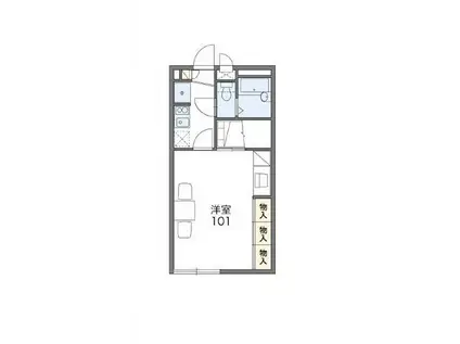 レオパレス福岡B(1K/1階)の間取り写真