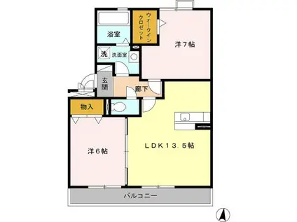 シャンポール小碓(2LDK/2階)の間取り写真