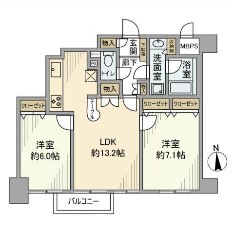 日神パレステージ西麻布(2LDK/10階)の間取り写真