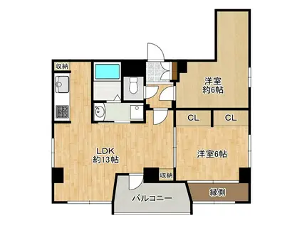 コーポ三樹(2LDK/4階)の間取り写真