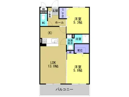 ソルーナ松橋(2LDK/4階)の間取り写真