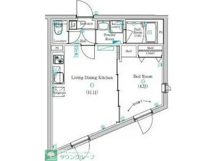MIND KYODO(1LDK/1階)の間取り写真