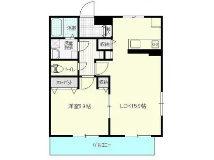 サンモールII(1LDK/2階)の間取り写真