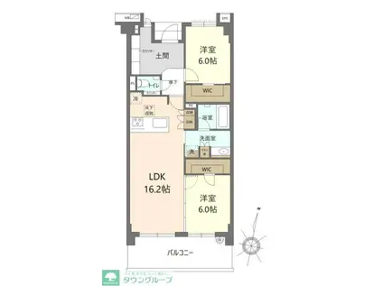 日神グランパレス茅ヶ崎東海岸(2LDK/1階)の間取り写真