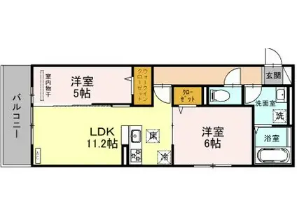 ル・リアン神戸(2LDK/1階)の間取り写真