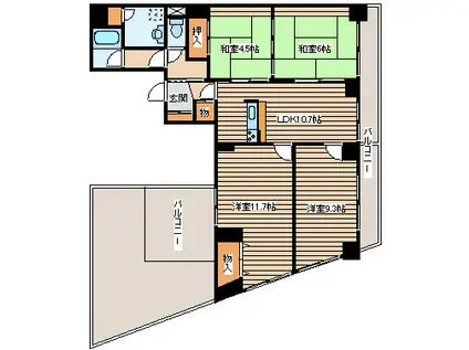 グリーンパーク小松島(4LDK/10階)の間取り写真