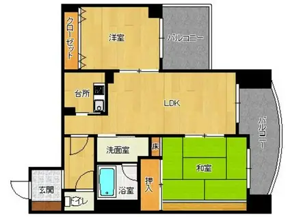 ジートラスト薬院(2LDK/9階)の間取り写真