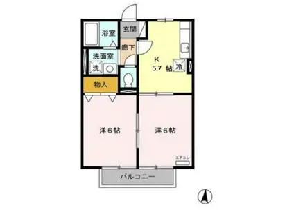 モナリエ西原(2K/2階)の間取り写真