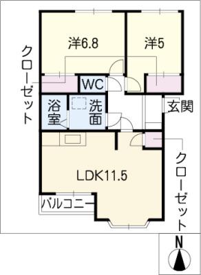 サンリーフ(2LDK/2階)の間取り写真