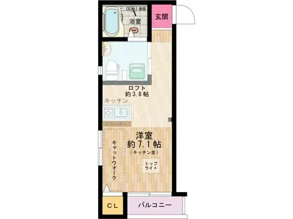 CREA′73(ワンルーム/2階)の間取り写真