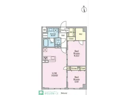 DAIWA GRACE MAISON FUTAKOTAMAGAWA(2LDK/2階)の間取り写真