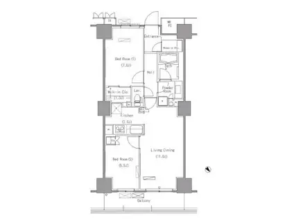 パークアクシス豊洲(2LDK/7階)の間取り写真