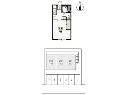 サンコーポ西古松(1K/1階)の間取り写真