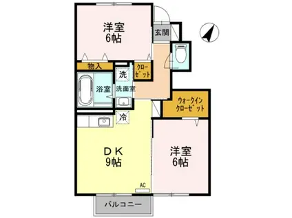 エクセル平山壱・弐番館 壱(2DK/1階)の間取り写真