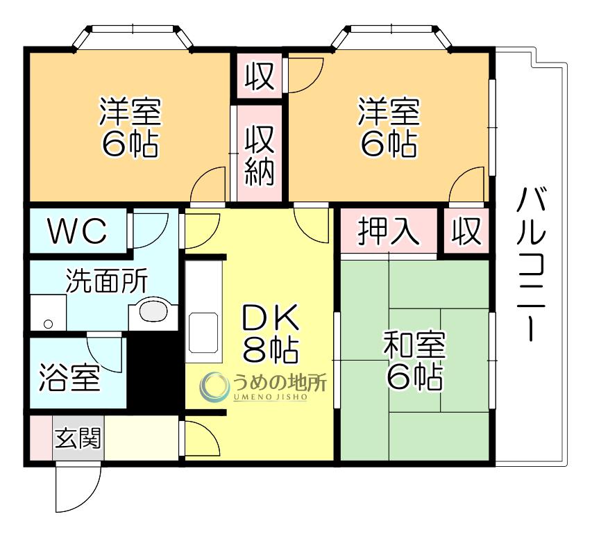 山口第一ビル(3DK/1階)の間取り写真