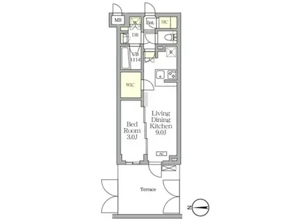 アジールコート都立大学(1LDK/B1階)の間取り写真