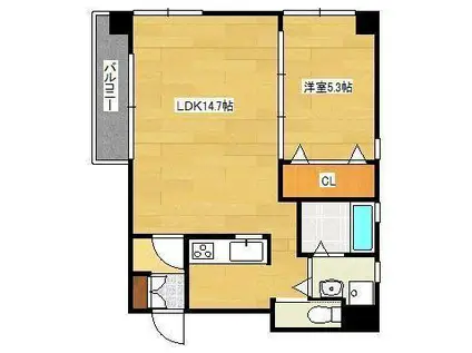 ロイヤルタワー花畑駅前(1LDK/7階)の間取り写真