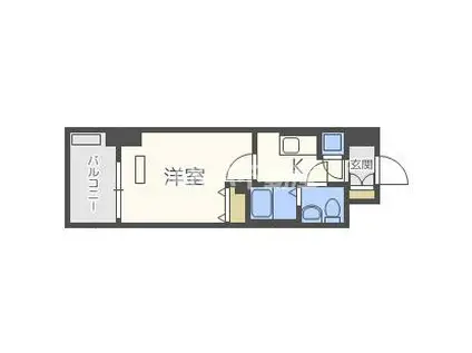 レジュールアッシュ大阪城NORD(1K/9階)の間取り写真