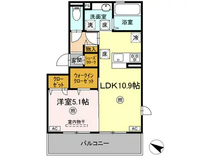 オーヴィラージュII(1LDK/1階)の間取り写真