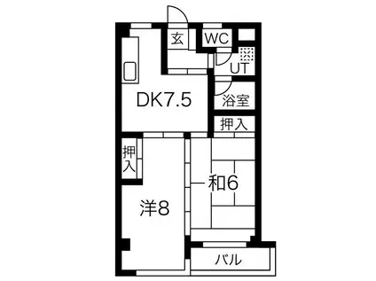 メゾン徳III(2DK/1階)の間取り写真