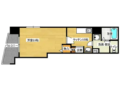 的場Yビル(1K/3階)の間取り写真