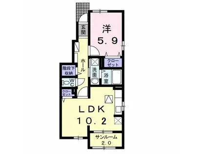 アヴィタシオンK-IVB(1LDK/1階)の間取り写真