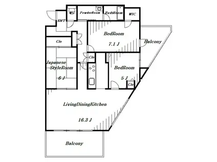 リーベスト西千葉(3LDK/13階)の間取り写真