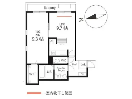 ハーミットクラブハウス西谷横浜(1LDK/2階)の間取り写真