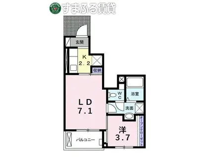 ビーンズ栗山(1SK/1階)の間取り写真