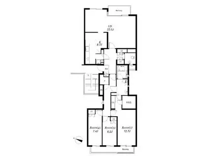 世田谷野毛レジデンス(3LDK/2階)の間取り写真