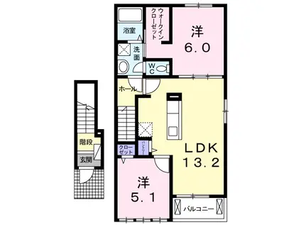 ジャルダン ウールー(2LDK/2階)の間取り写真