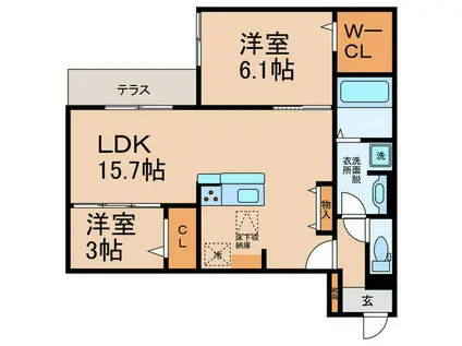 グリーンコート鷹合(2LDK/1階)の間取り写真