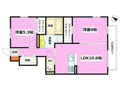 ガーデン高取(2LDK/1階)の間取り写真