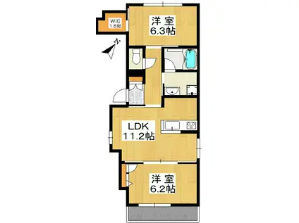 アローネ池尻(2LDK/2階)の間取り写真