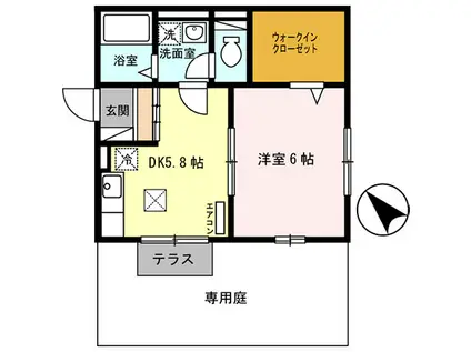 T-グランモア(1DK/1階)の間取り写真