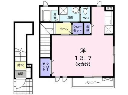 D.ELEGANCE(ワンルーム/2階)の間取り写真